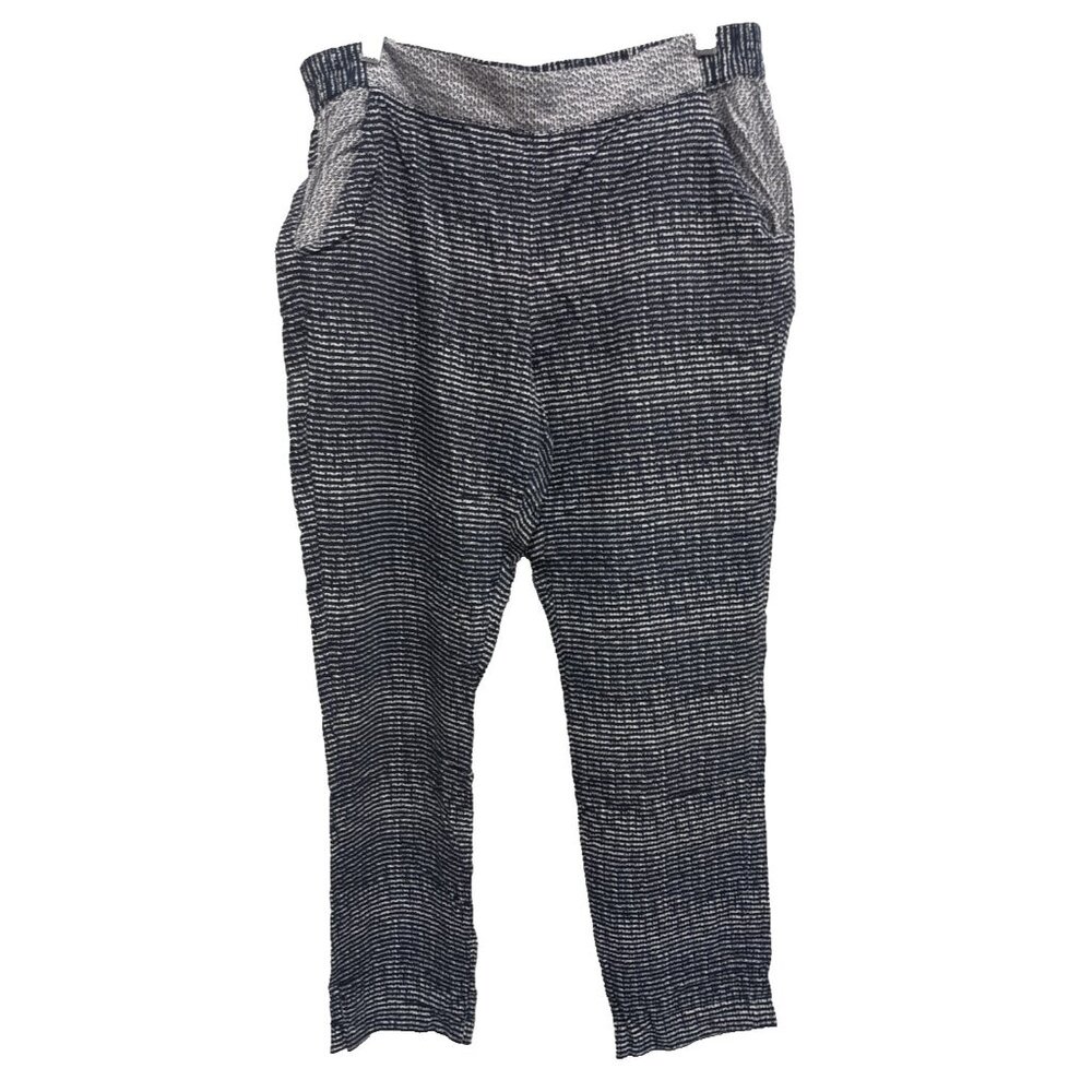 CAbi Womens Strand Jogger Pants Large Black White Printed BOHO Casual #5109